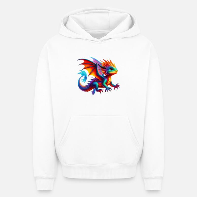 Dragon - Sweat à capuche unisexe oversize épais SPREAD - blanc