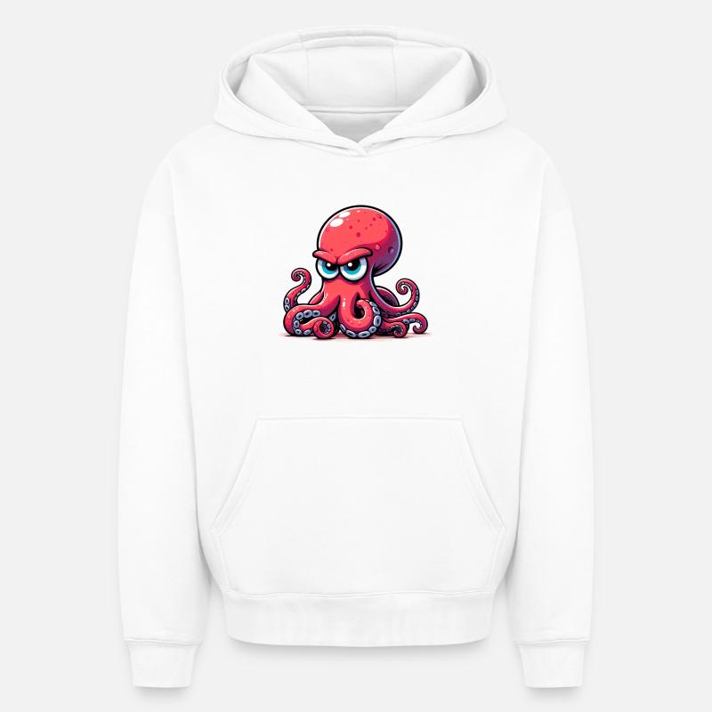Pieuvre - Sweat à capuche unisexe oversize épais SPREAD - blanc