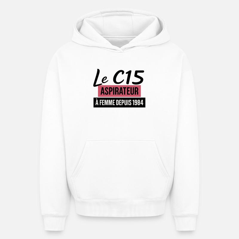 C15 - Sweat à capuche unisexe oversize épais SPREAD - blanc