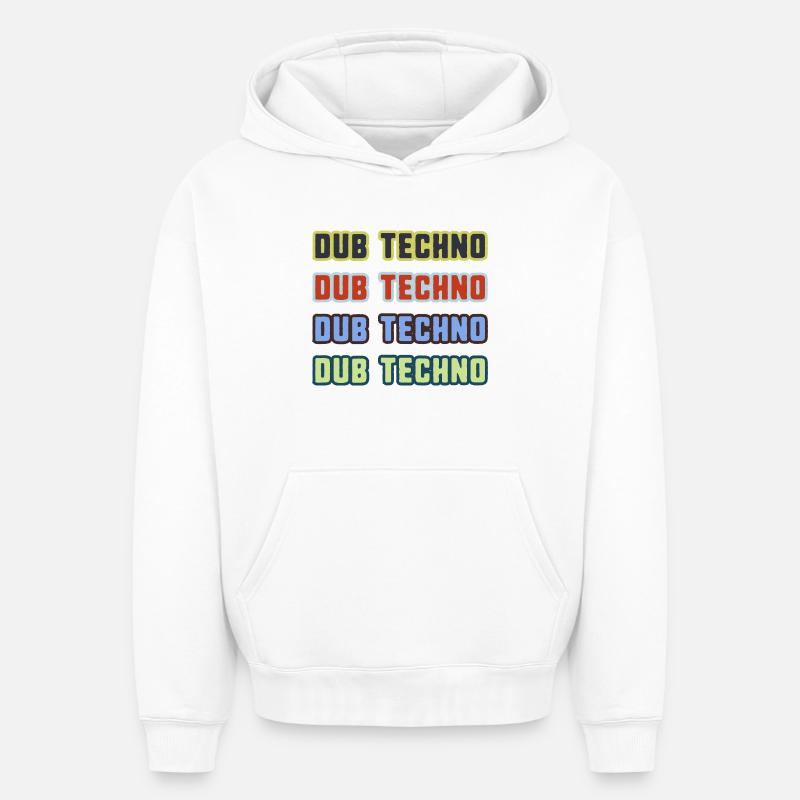 Dub Techno Kaléidoscope - Sweat à capuche unisexe oversize épais SPREAD - blanc