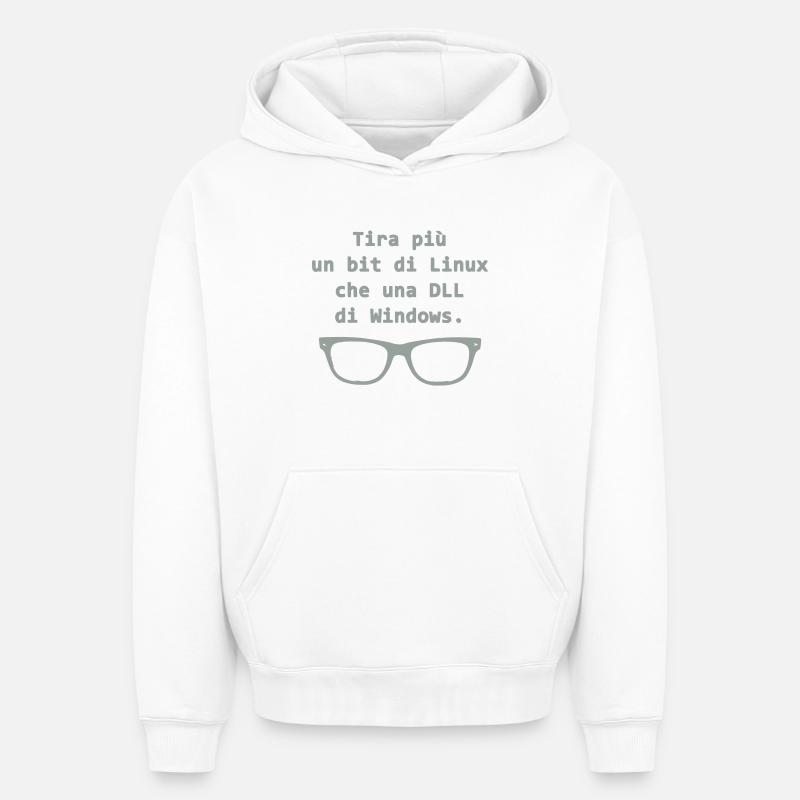 Linux - Sweat à capuche unisexe oversize épais SPREAD - blanc
