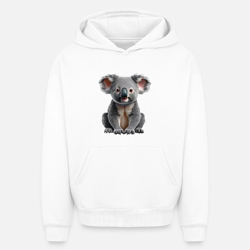 Koala - Sweat à capuche unisexe oversize épais SPREAD - blanc