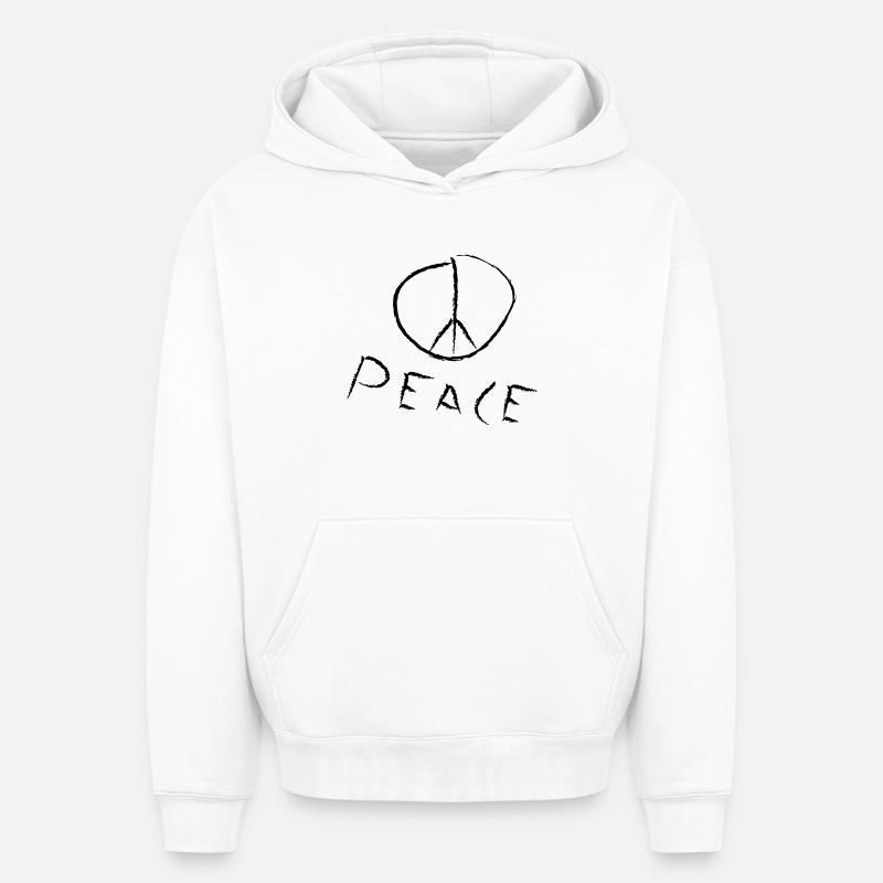 peace exit-shirt - Oversized Heavyweight Unisex Hoodie - Weiß