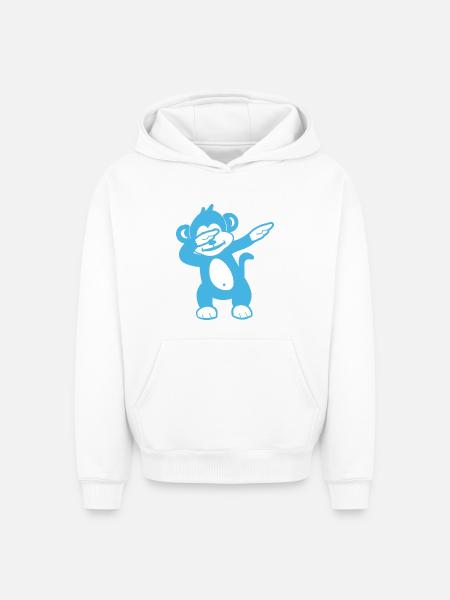 Blue Monkey Maskottchen – Verspieltes Design - Oversized Heavyweight Unisex Hoodie - Weiß