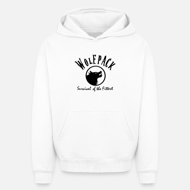 wolfpack - Sweat à capuche unisexe oversize épais SPREAD - blanc