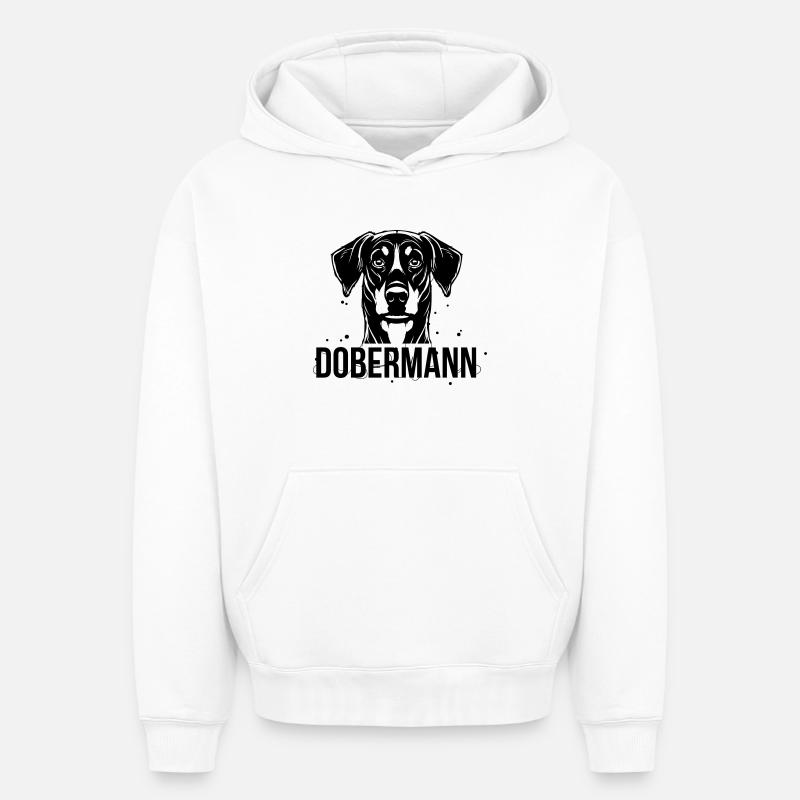Dobermann - Sweat à capuche unisexe oversize épais SPREAD - blanc