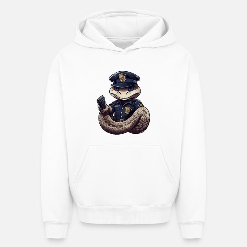 Policier serpent - Sweat à capuche unisexe oversize épais SPREAD - blanc