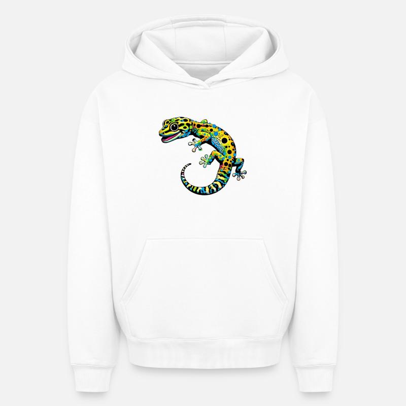 Gecko - Sweat à capuche unisexe oversize épais SPREAD - blanc