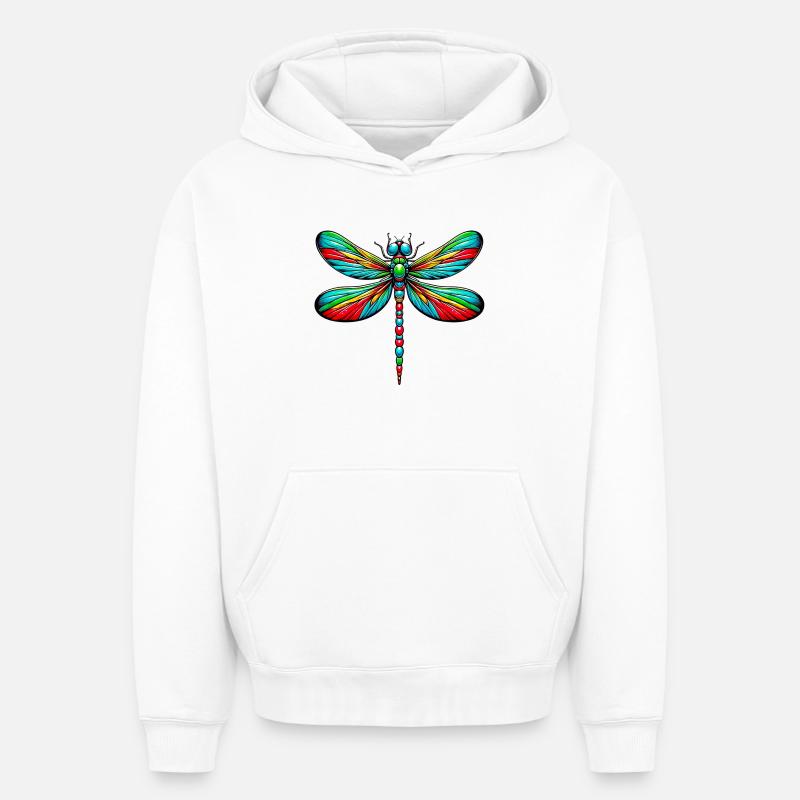 Libellule - Sweat à capuche unisexe oversize épais SPREAD - blanc