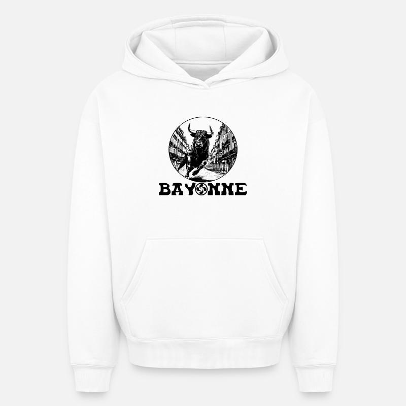 Bayonne - Sweat à capuche unisexe oversize épais SPREAD - blanc