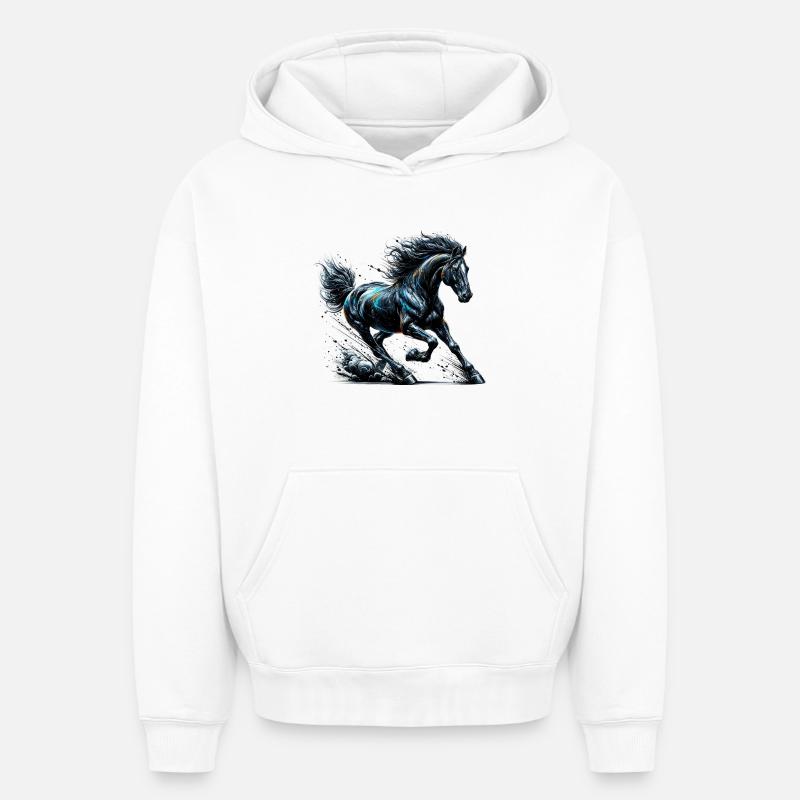 Cheval - Sweat à capuche unisexe oversize épais SPREAD - blanc