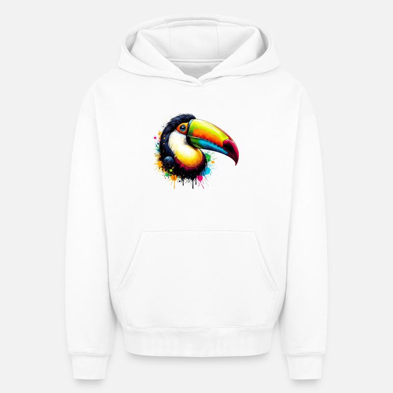 Toucan - Sweat à capuche unisexe oversize épais SPREAD - blanc