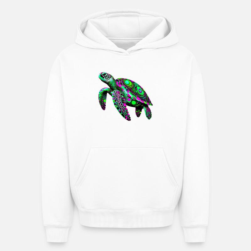 Tortue - Sweat à capuche unisexe oversize épais SPREAD - blanc