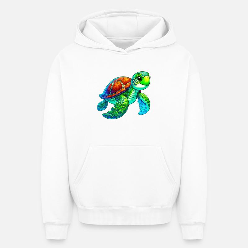 Tortue - Sweat à capuche unisexe oversize épais SPREAD - blanc