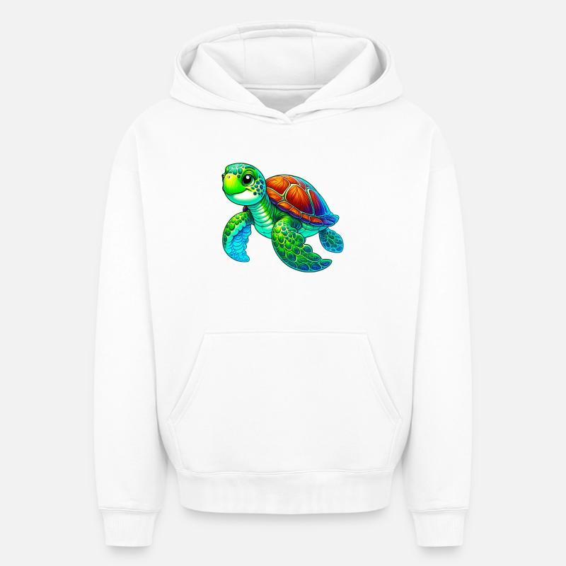 Tortue - Sweat à capuche unisexe oversize épais SPREAD - blanc