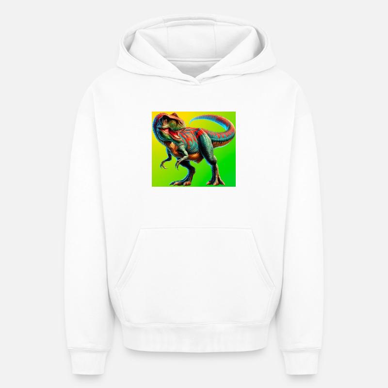dinosaure - Sweat à capuche unisexe oversize épais SPREAD - blanc