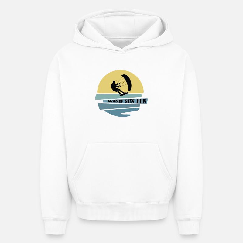 Vent Soleil Fun Kitesurfeur - Sweat à capuche unisexe oversize épais SPREAD - blanc