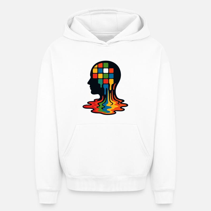 Mosaïque Mind Meltdown - Sweat à capuche unisexe oversize épais SPREAD - blanc