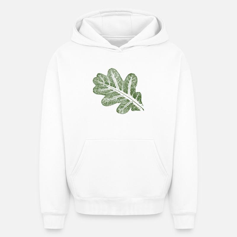 Feuille de chêne - Sweat à capuche unisexe oversize épais SPREAD - blanc