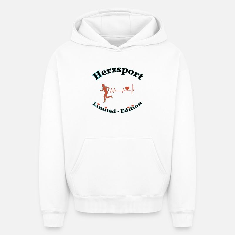 Herzsport - Oversized Heavyweight Unisex Hoodie - Weiß