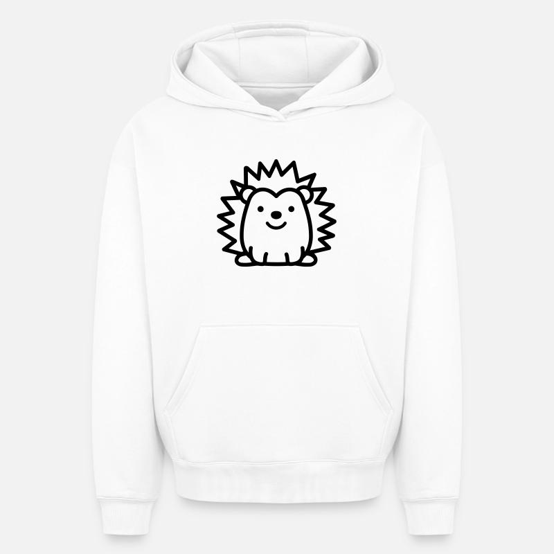 hérisson - Sweat à capuche unisexe oversize épais SPREAD - blanc