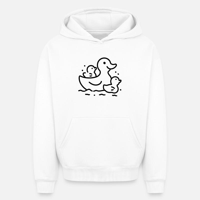 famille canard - Sweat à capuche unisexe oversize épais SPREAD - blanc