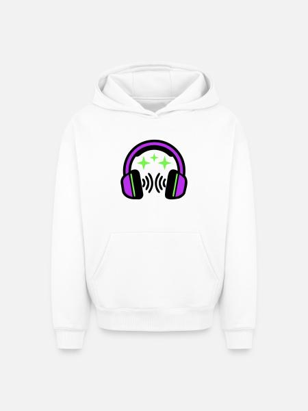 Headphones Stars Icon - Oversized Heavyweight Unisex Hoodie - white