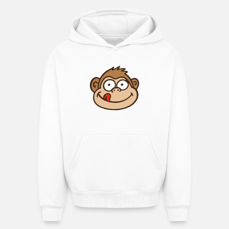 singe - Sweat à capuche unisexe oversize épais SPREAD - blanc