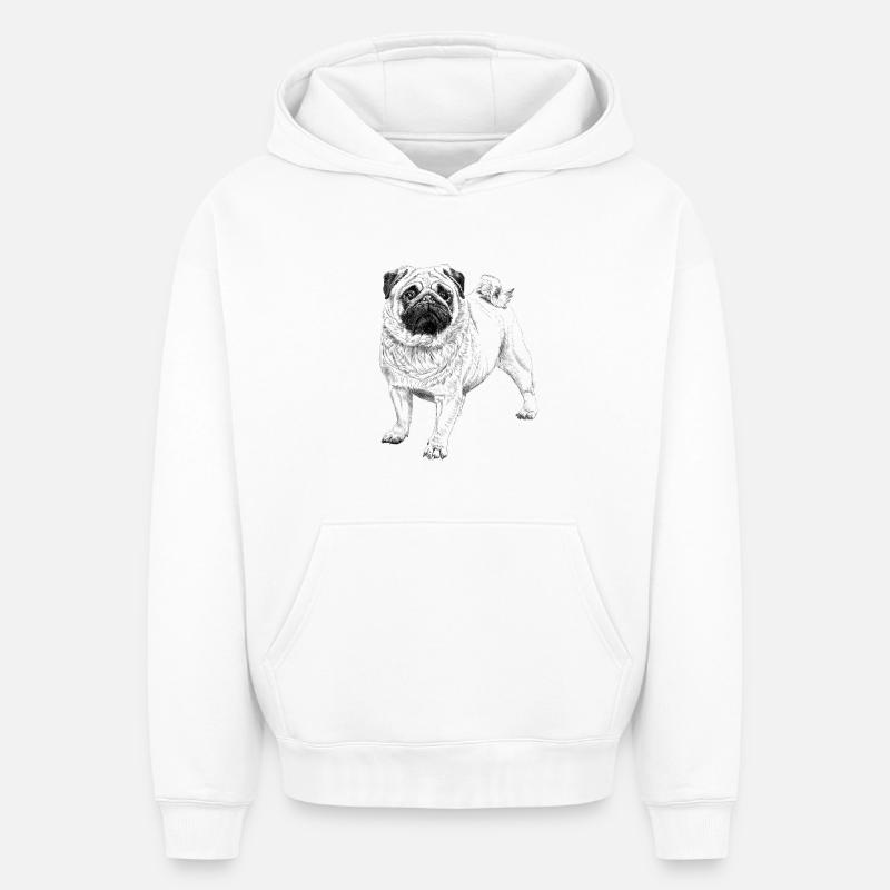 Pug - Sweat à capuche unisexe oversize épais SPREAD - blanc