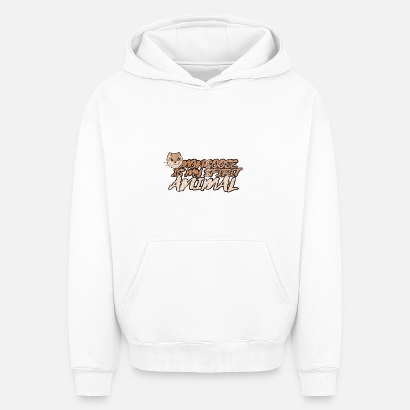 Mangouste - Sweat à capuche unisexe oversize épais SPREAD - blanc