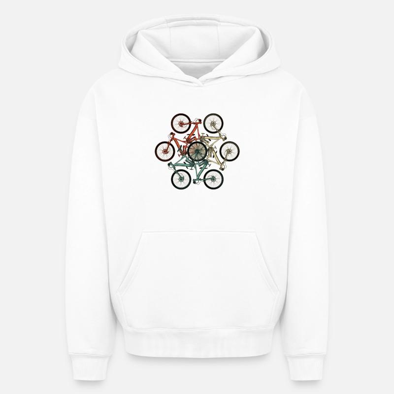 Bike Stack Collage - Sweat à capuche unisexe oversize épais SPREAD - blanc