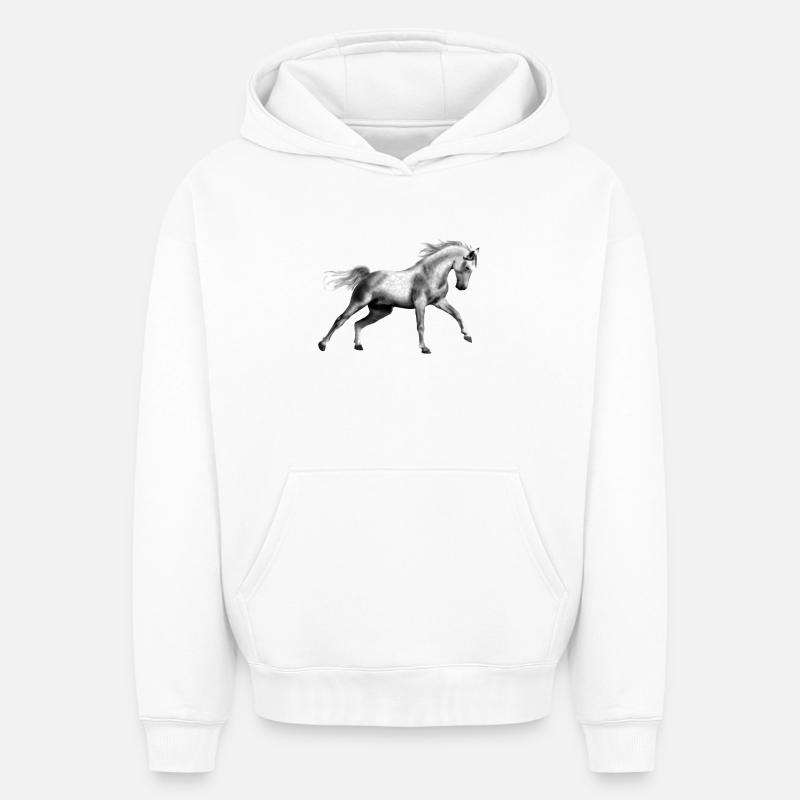 cheval - Sweat à capuche unisexe oversize épais SPREAD - blanc