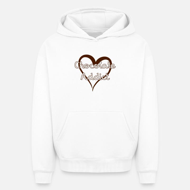 Chocolate Addict - Sweat à capuche unisexe oversize épais SPREAD - blanc