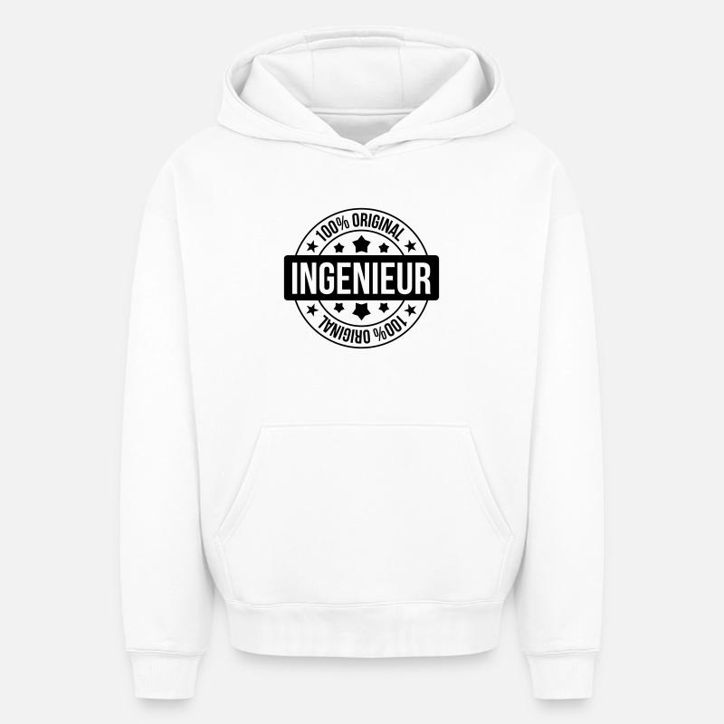 Ingenieur - Sweat à capuche unisexe oversize épais SPREAD - blanc