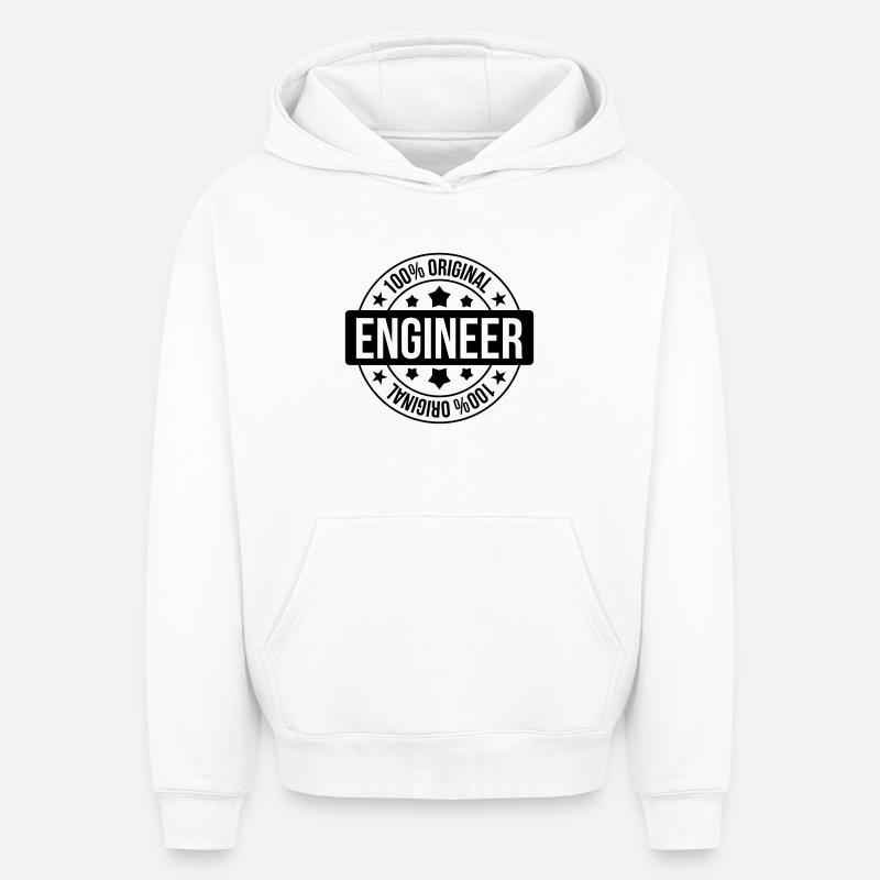 Engineer - Sweat à capuche unisexe oversize épais SPREAD - blanc