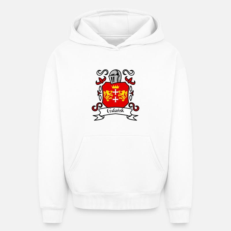 Gdansk - Pologne - Sweat à capuche unisexe oversize épais SPREAD - blanc