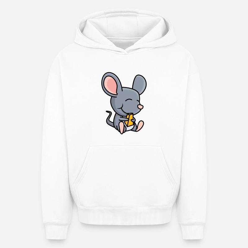 Souris au fromage - Sweat à capuche unisexe oversize épais SPREAD - blanc