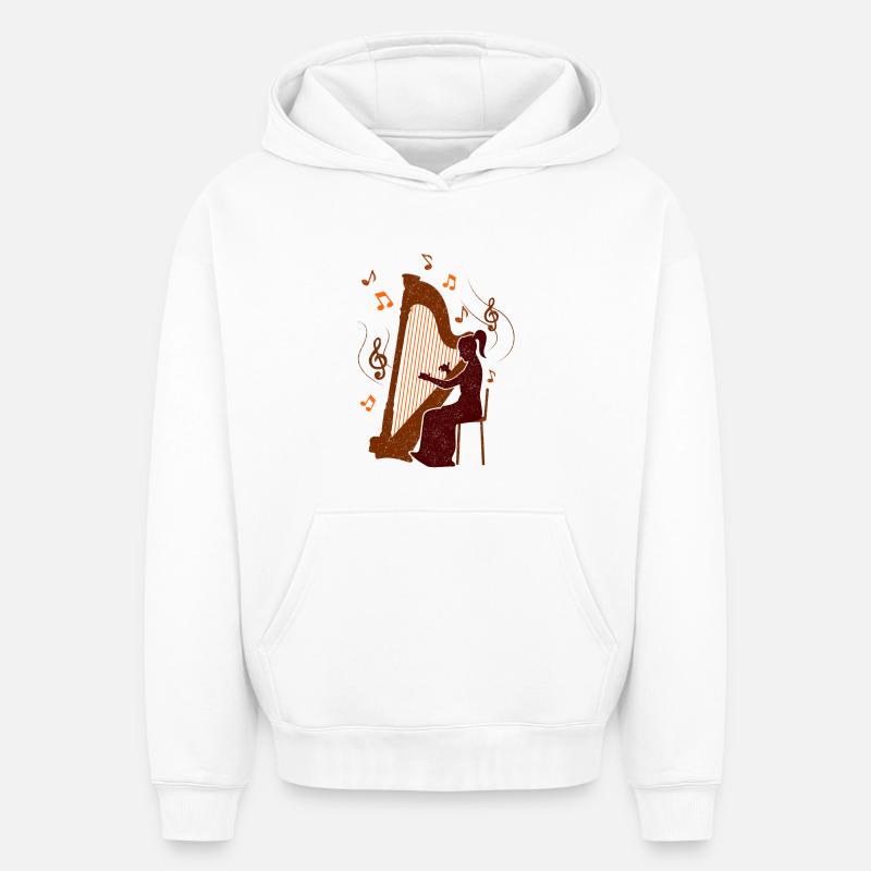 Harpe - design - Sweat à capuche unisexe oversize épais SPREAD - blanc