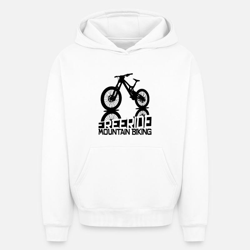 Silhouette de VTT freeride - Sweat à capuche unisexe oversize épais SPREAD - blanc