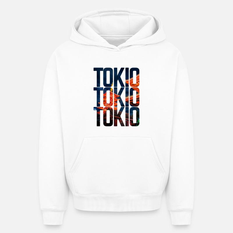 Tokyo - Sweat à capuche unisexe oversize épais SPREAD - blanc