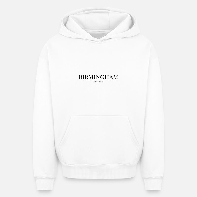 Birmingham Angleterre - Sweat à capuche unisexe oversize épais SPREAD - blanc