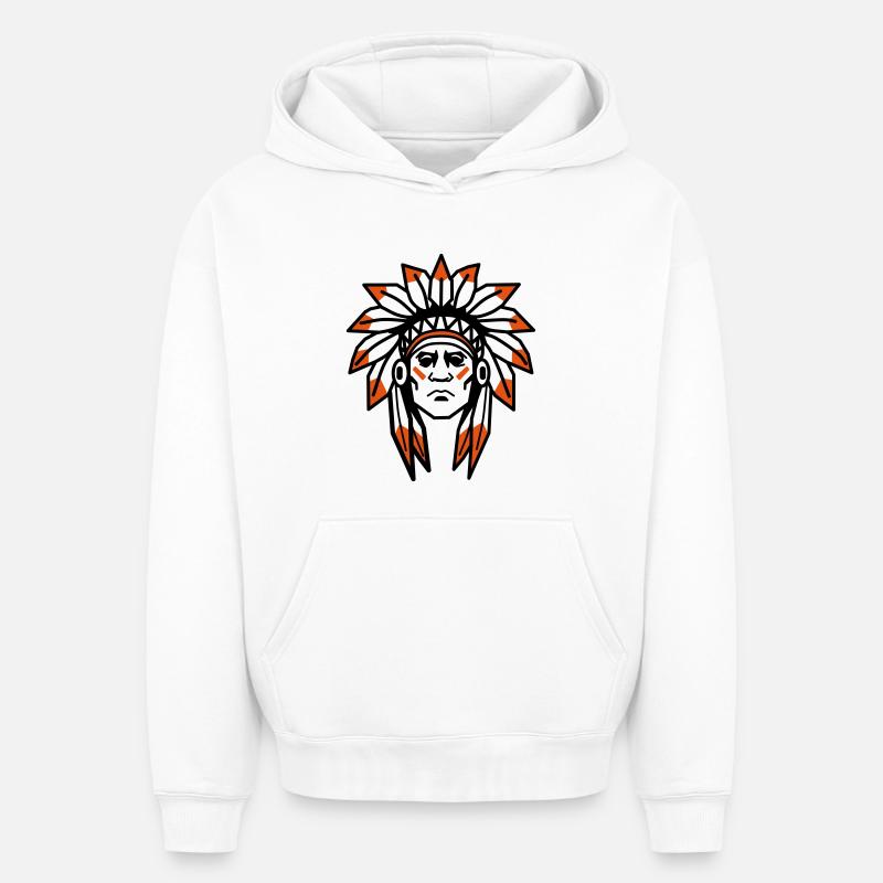 Native Americans Apache Native Chief - Oversized Heavyweight Unisex Hoodie - white