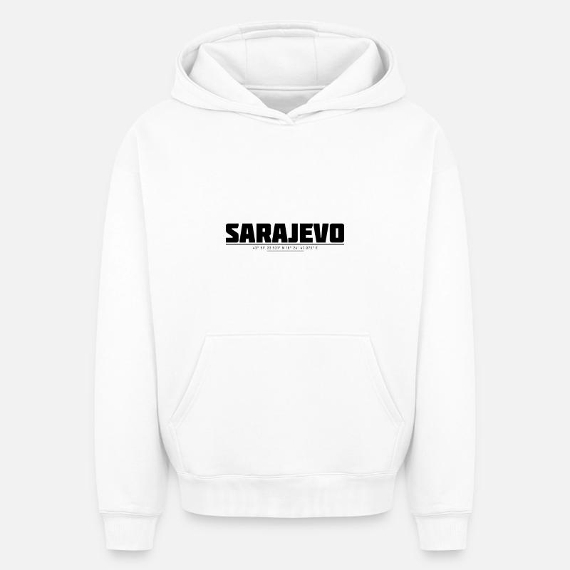Sarajevo Bih - Sweat à capuche unisexe oversize épais SPREAD - blanc