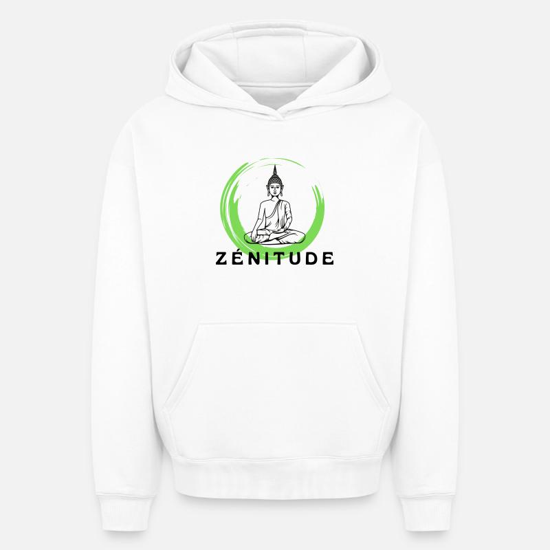zénitude - Sweat à capuche unisexe oversize épais SPREAD - blanc