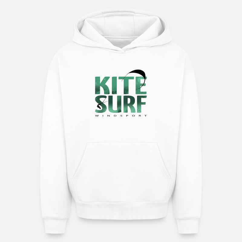 KITESURF 2021 vert - Sweat à capuche unisexe oversize épais SPREAD - blanc