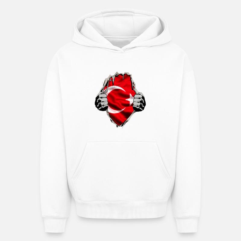 Turquie - Sweat à capuche unisexe oversize épais SPREAD - blanc