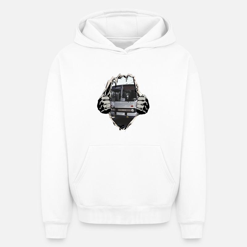 Bus d’Ikarus - Sweat à capuche unisexe oversize épais SPREAD - blanc