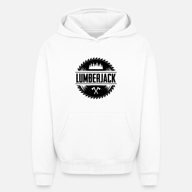 Bûcheron - Sweat à capuche unisexe oversize épais SPREAD - blanc