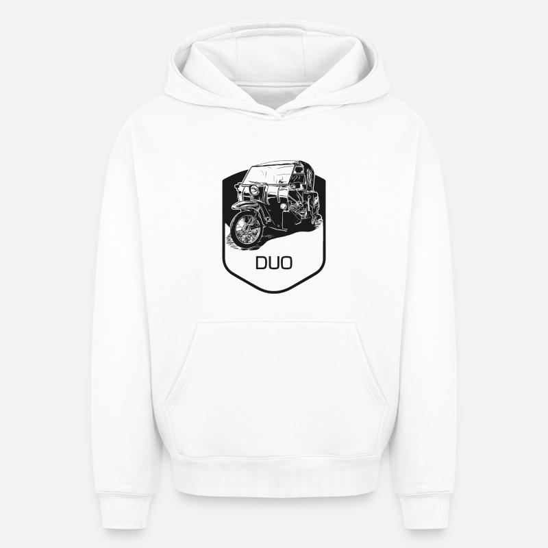 Krause Duo - Sweat à capuche unisexe oversize épais SPREAD - blanc