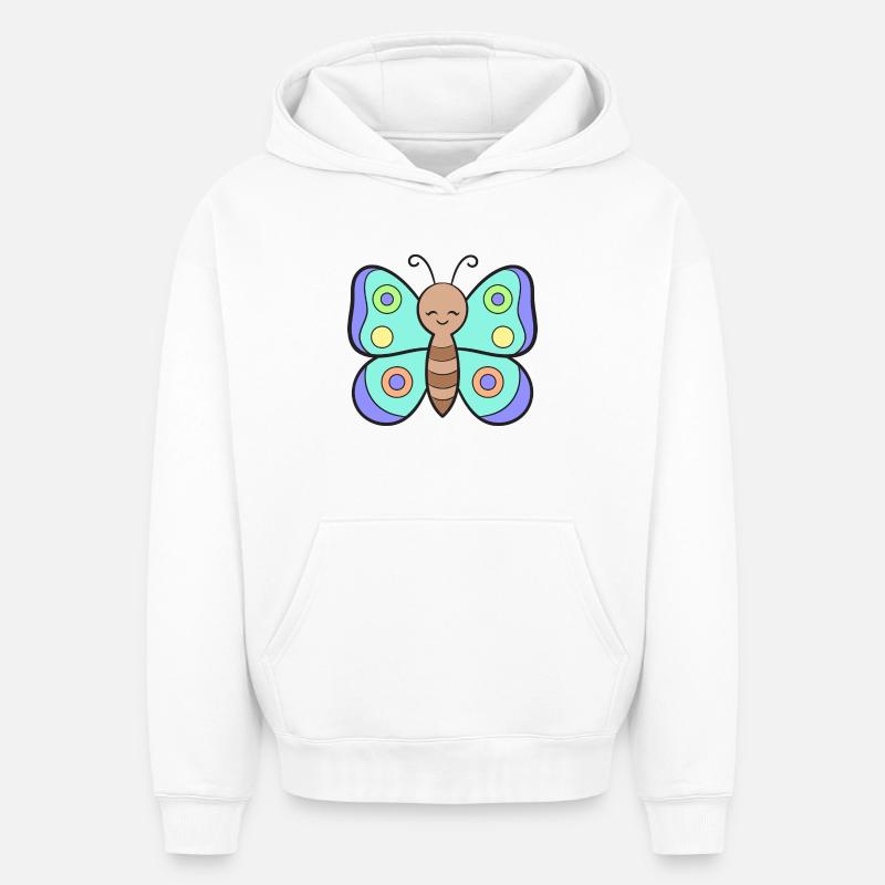 Papillons Papillons - Sweat à capuche unisexe oversize épais SPREAD - blanc